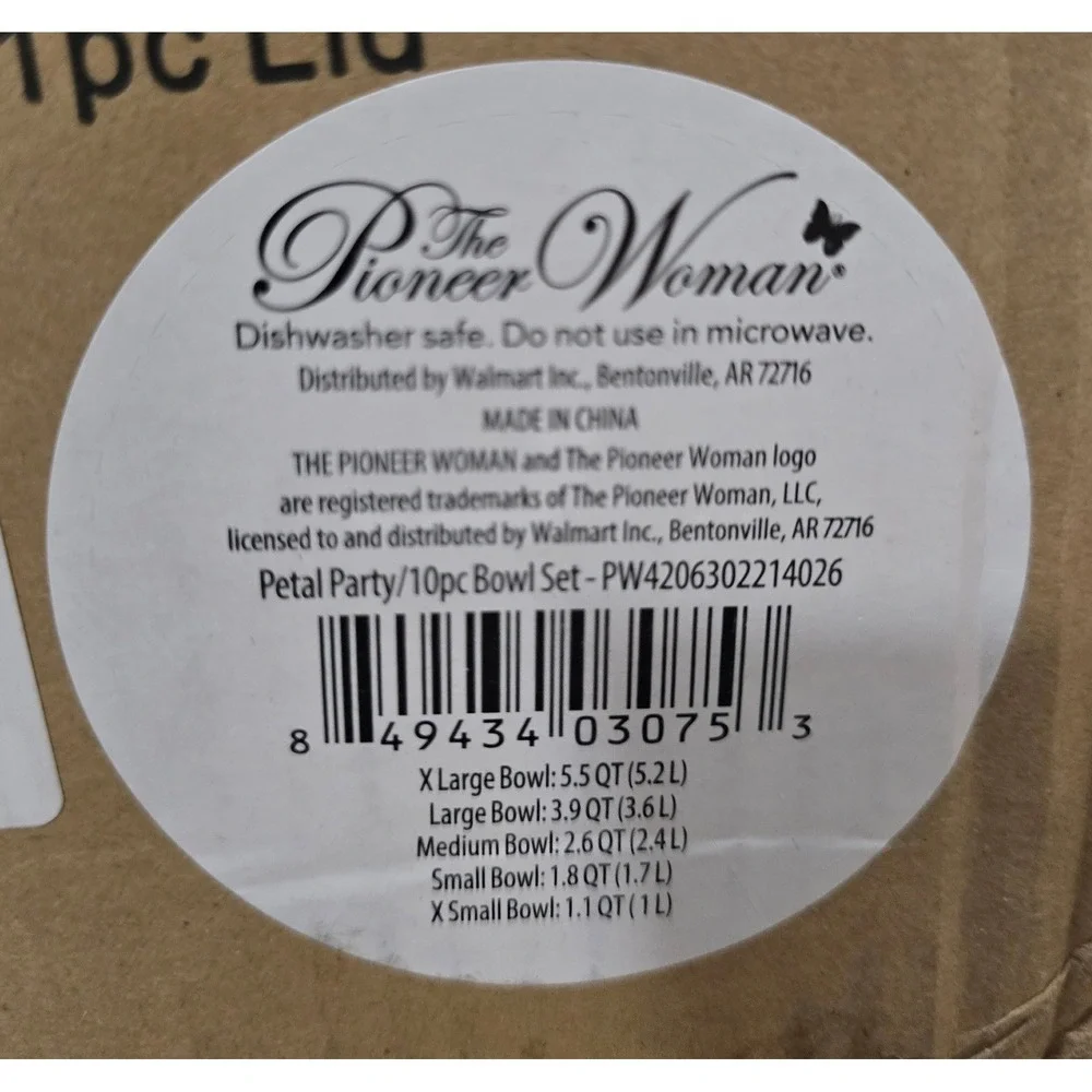 The Pioneer Woman Petal Party 9 pc Melamine Mixing Bowl Set RARE Open Box READ